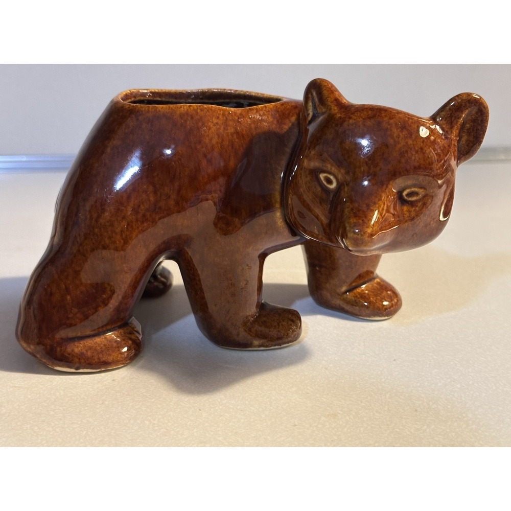 POTTERY GARDEN Bear SCULPTURE Brown Planter Decor Succulent Holder